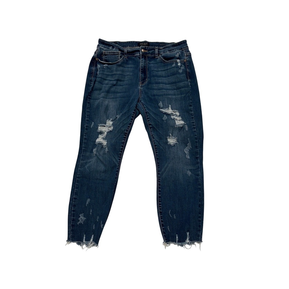 Judy Blue High Rise Distressed Skinny Jeans Plus Size 18W Dark Wash JB82230DK-PL
